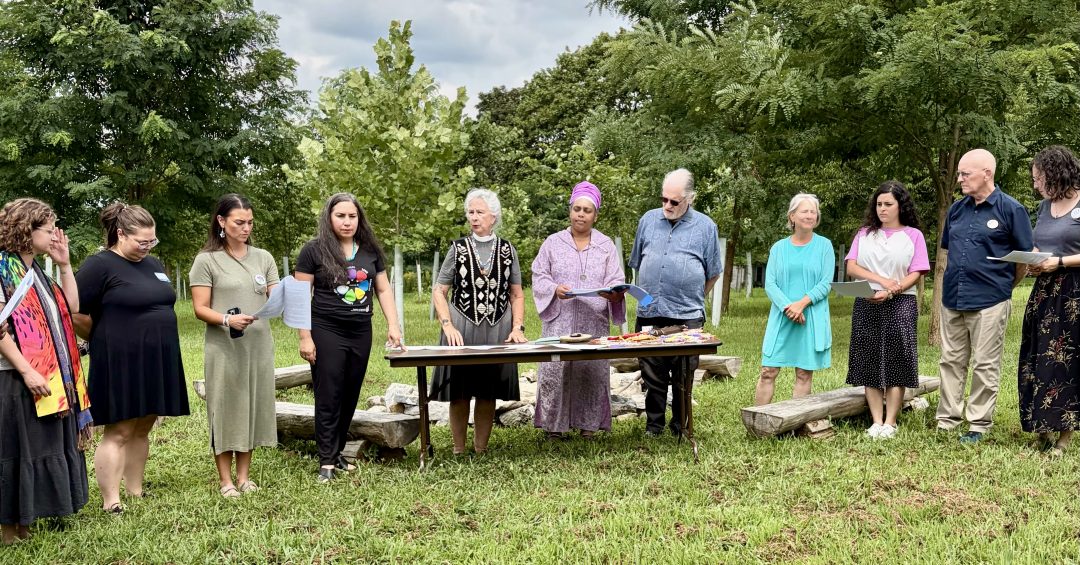 Outdoor group photo from the Coalition to Dismantle the Doctrine of Discovery annual gathering